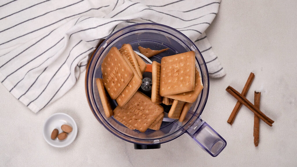 Grind the gingerbread for the recipe. This is fun!
