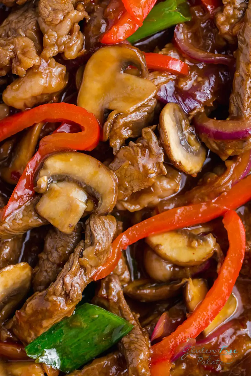 close up of gluten free Mongolian beef