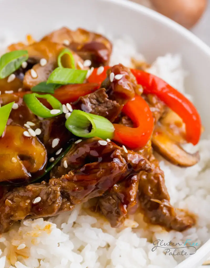 gluten free Mongolian beef over rice