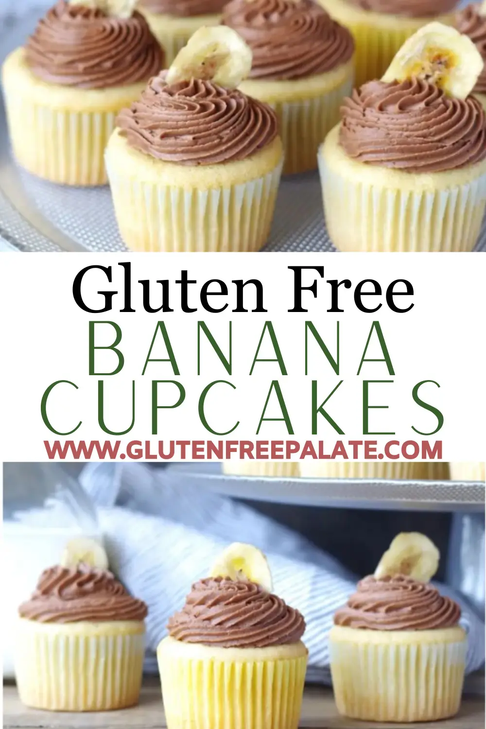 pinterest pin for gluten free banana cupcakes