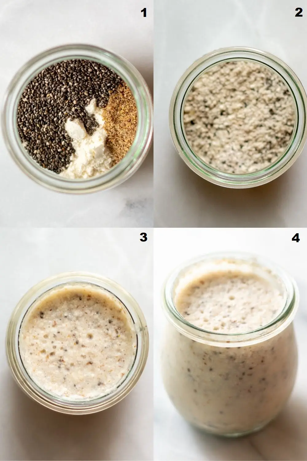 collage of four photos showing the steps to make paleo porridge