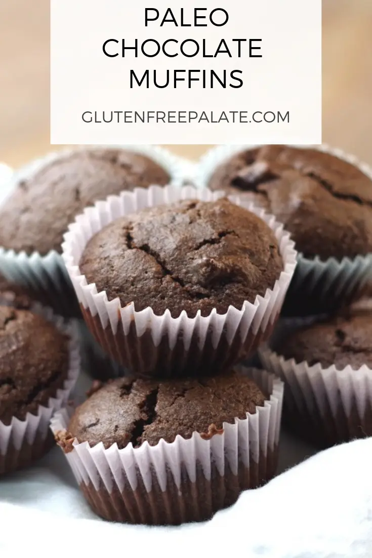 a pinterest pin collage of a photo of chocolate muffins with the words paleo chocolate muffins in text at the top