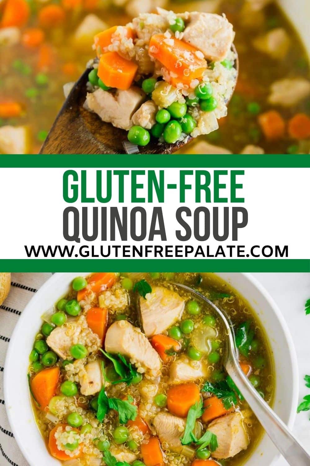 a pinterest pin collage for quinoa soup