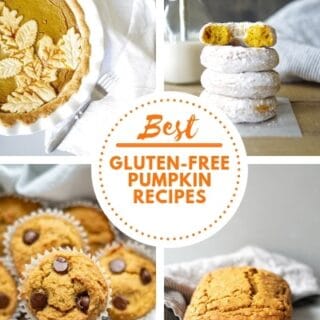 a collage of four pumpkin foods with the text best gluten free pumpkin recipes in the center