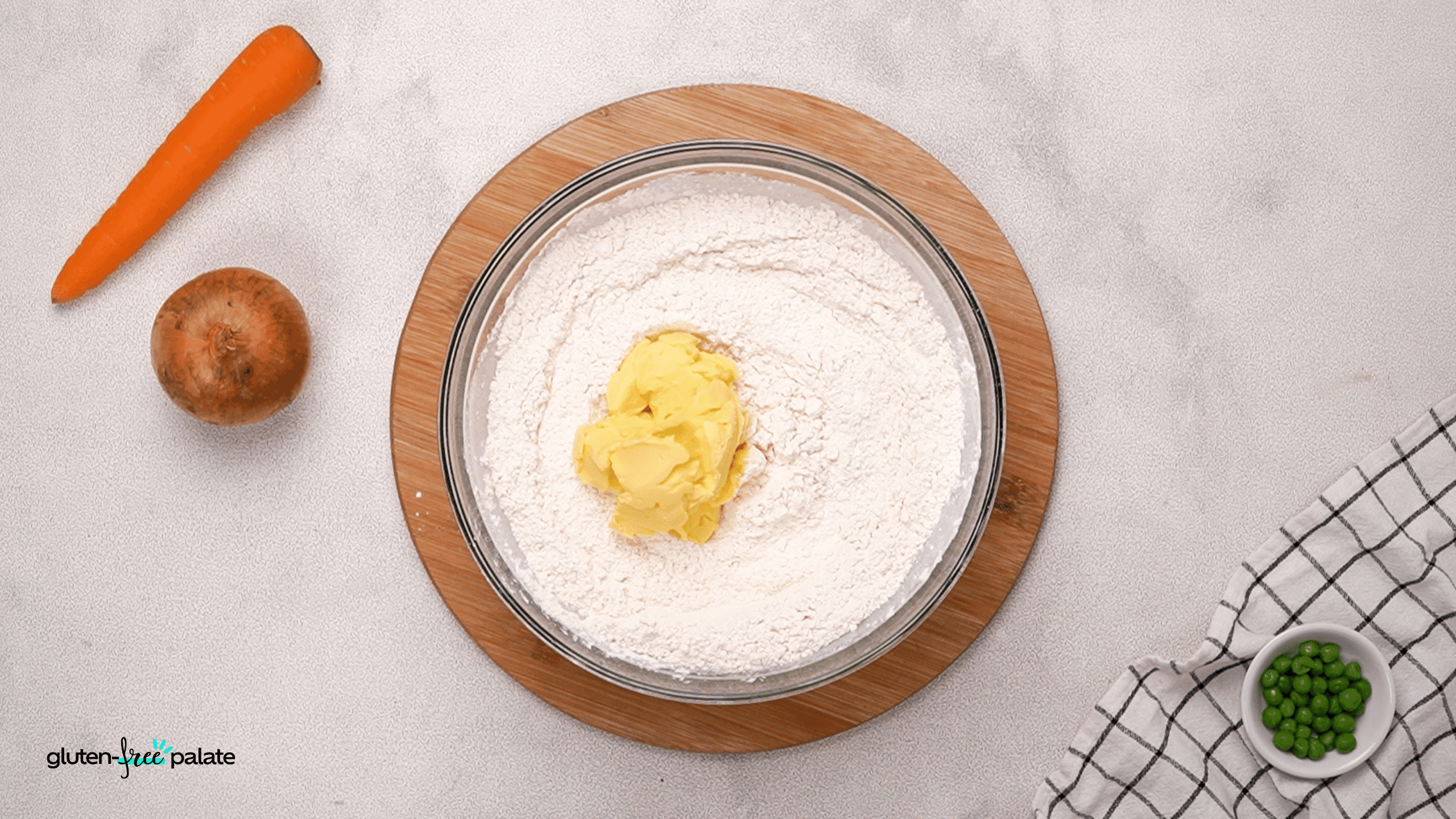 I use cold butter when I'm making the crust for gluten free chicken pot pie.