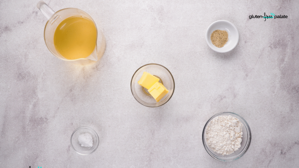 The ingredients for gluten-free gravy are simple: Stock, butter, flour (or cornstarch), and seasoning.