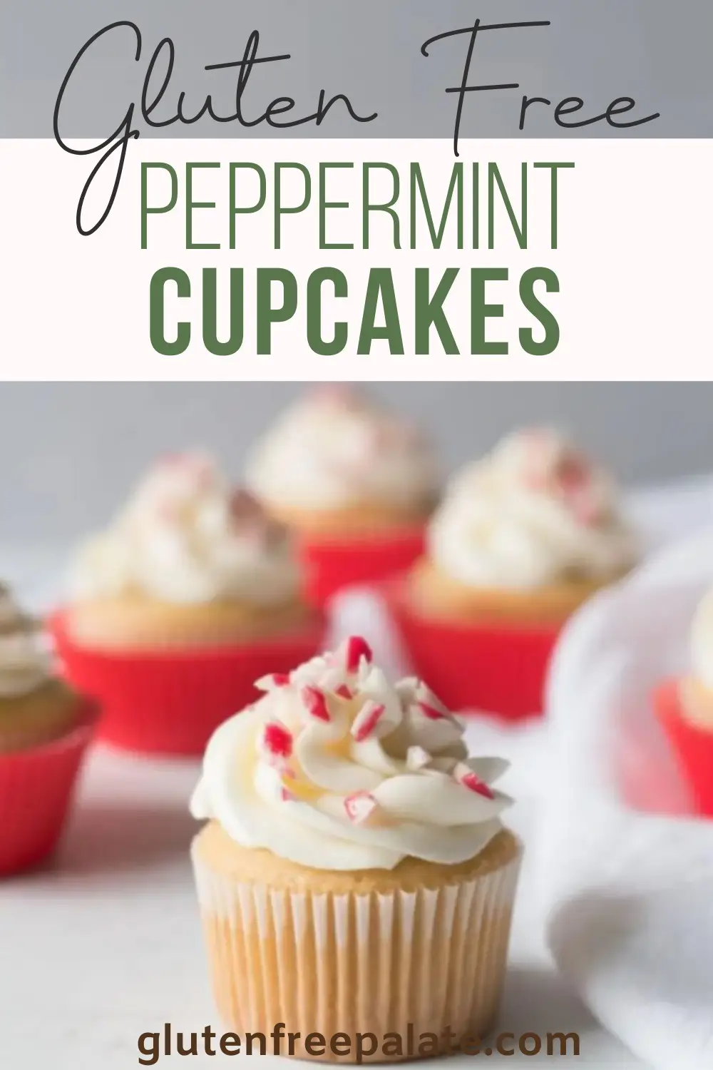 pinterest pin for white peppermint cupcakes
