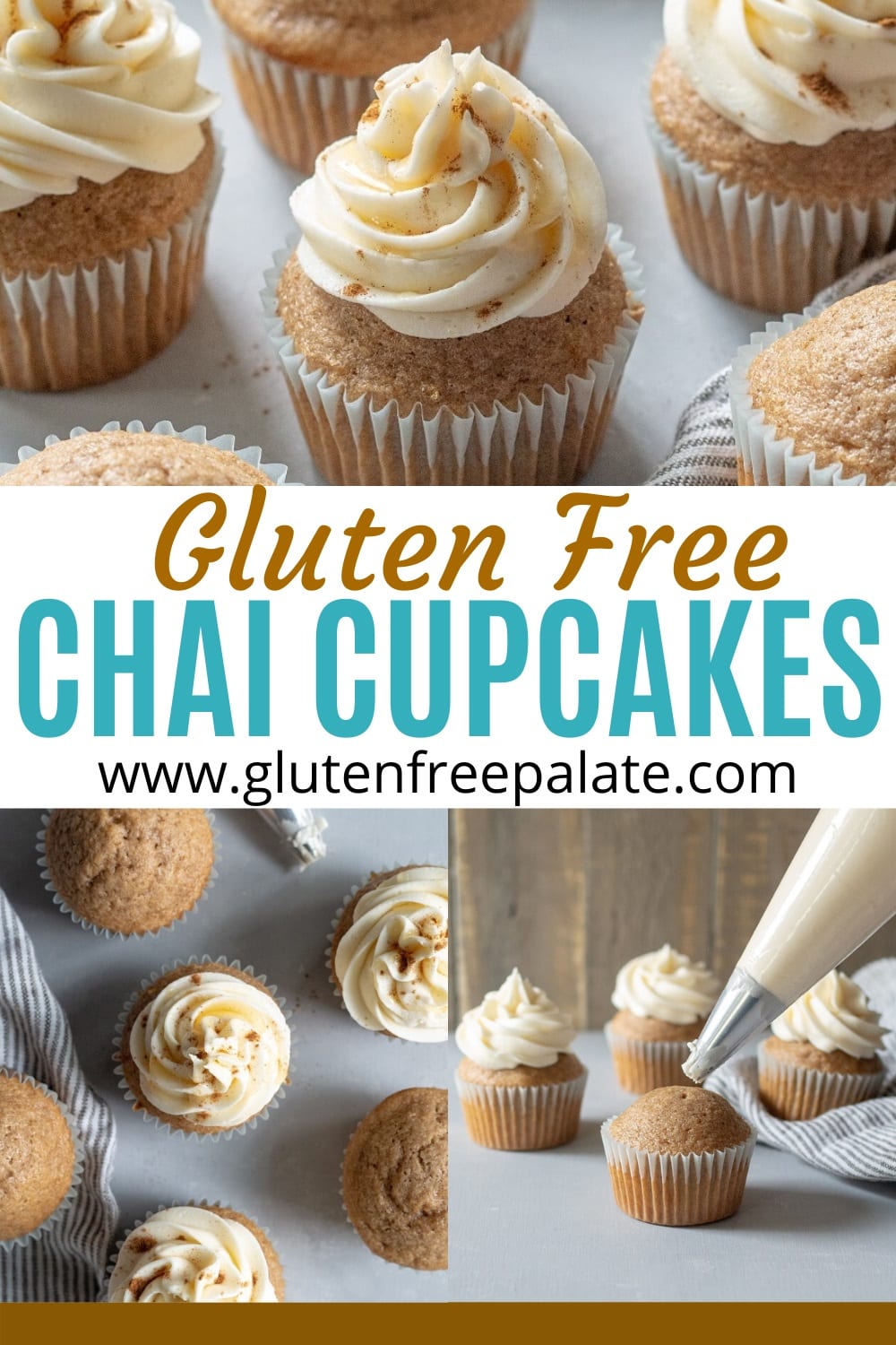 pinterest pin for gluten free chai cupcakes