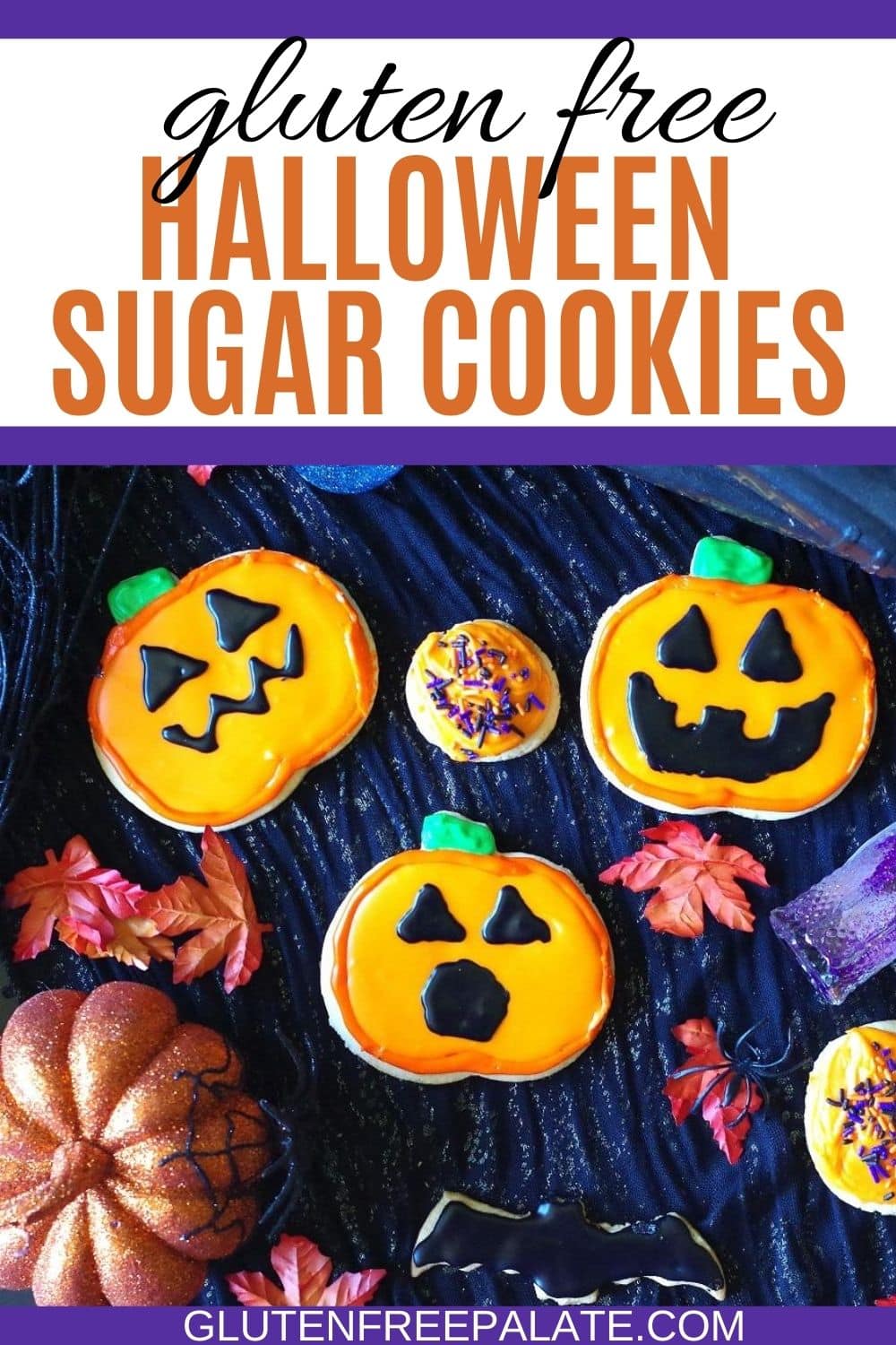 a pinterest pin collage for gluten free Halloween sugar cookies