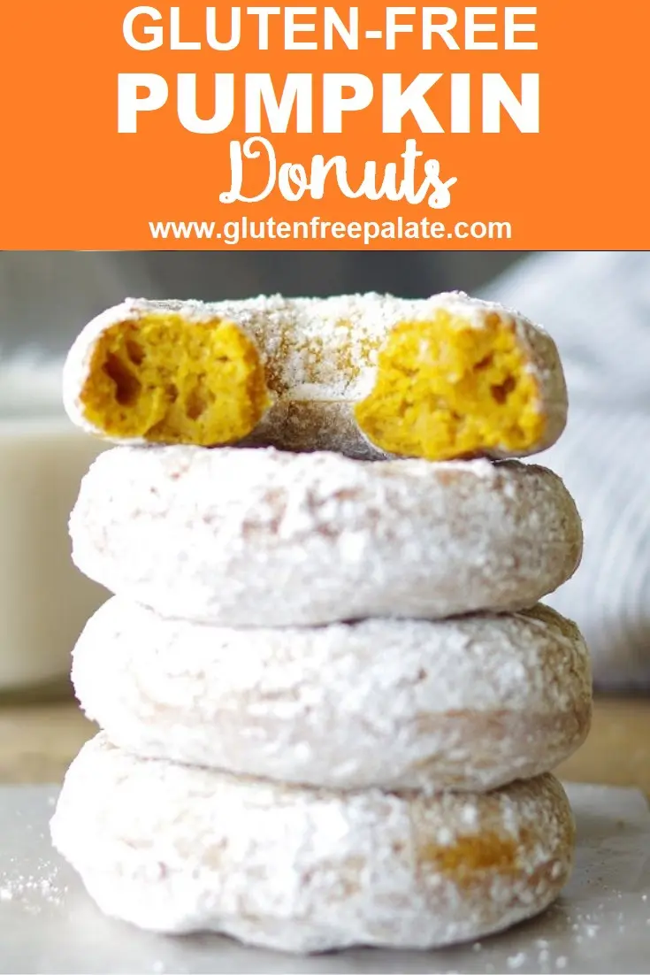 pinterest pin collage with a photos of gluten free pumpkin donuts
