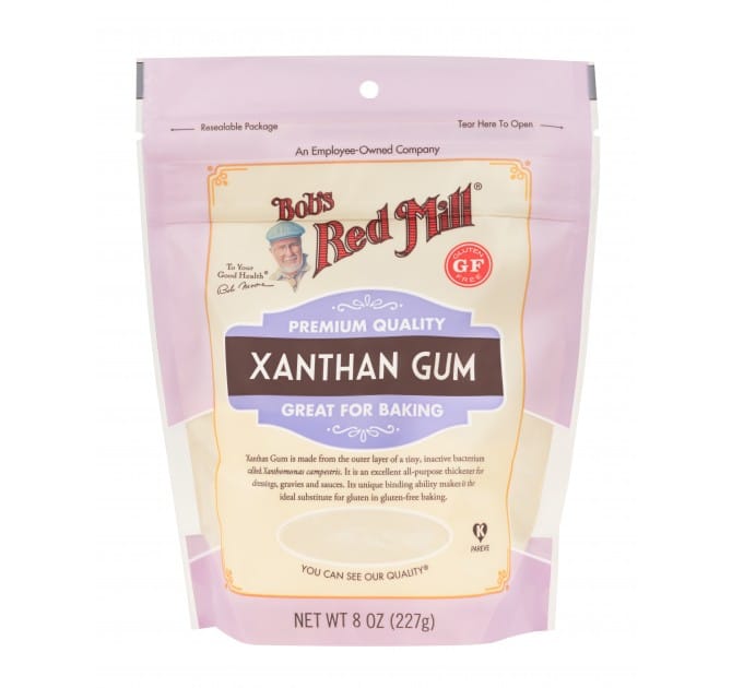 photo of a bag of xanthan gum on a white background