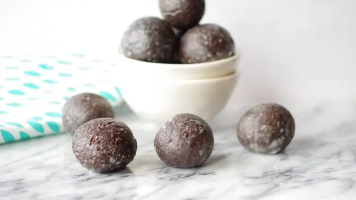 chocolate donuts holes in a bowl