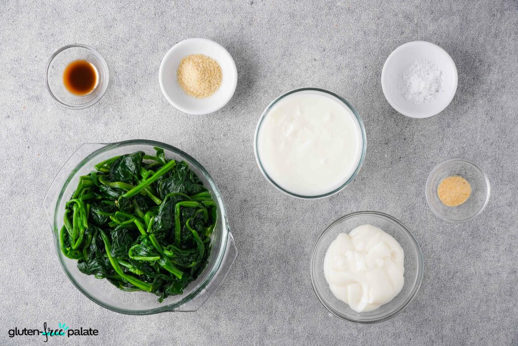 Spinach dip recipe ingredients.