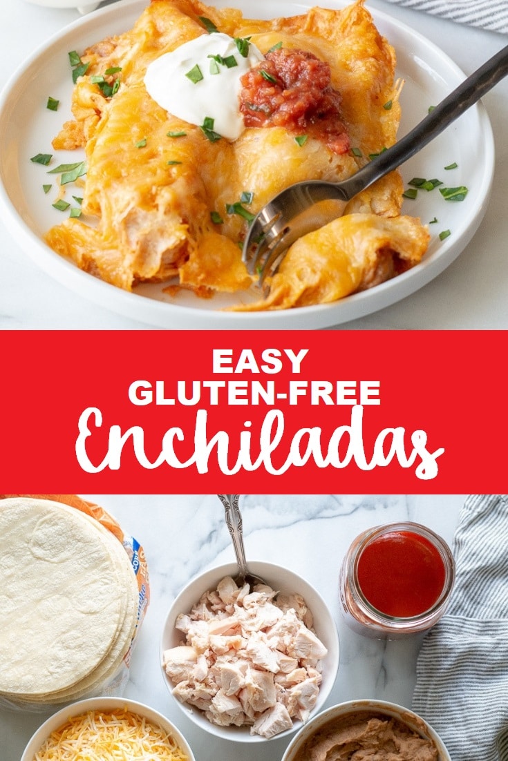 glutenfria enchilador som är lätta att tillverka och kräver minimala ingredienser. Du kommer att älska detta glutenfria enchiladas-recept när du ser hur enkelt det är.