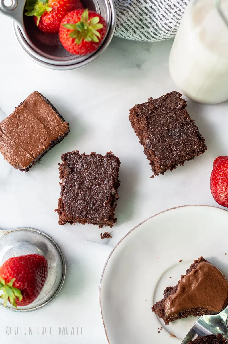 gluten-free brownies on a white plate