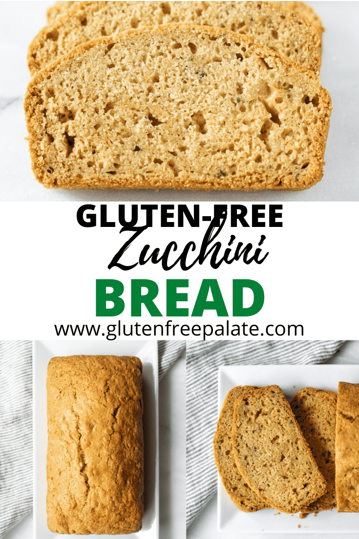 a collage of three photos of gluten free zucchini bread