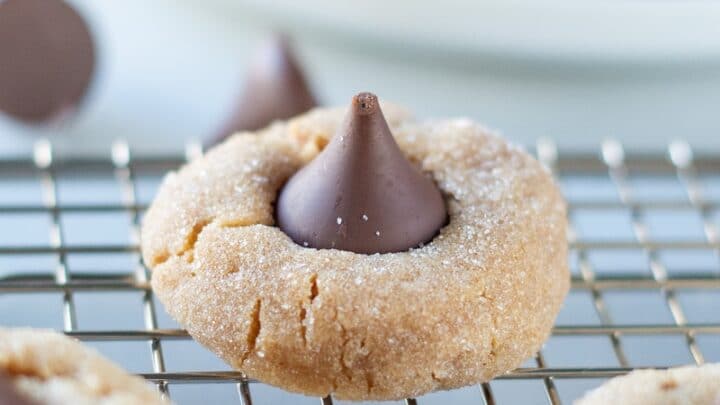 Gluten Free Peanut Butter Blossoms on a cooling rack
