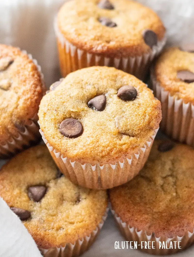paleo banana muffins with chocolate chips in a white bowl