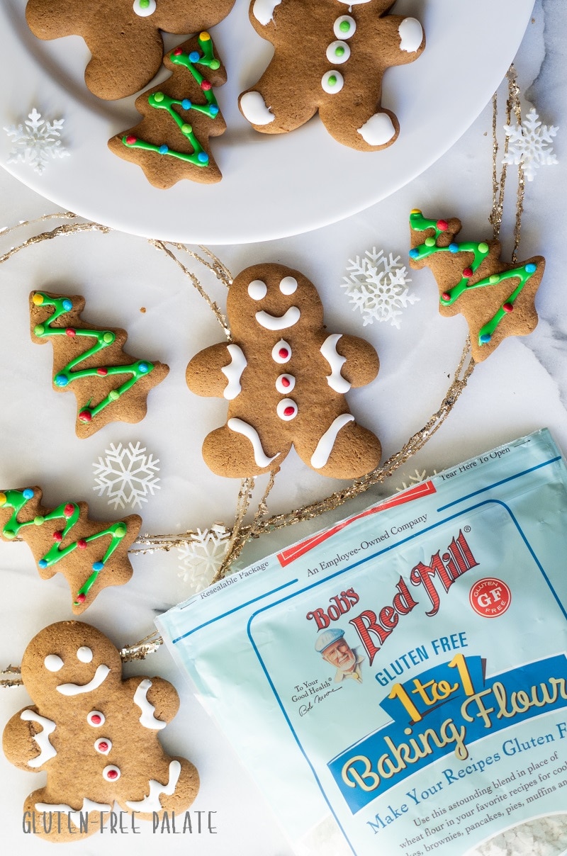 decorated gluten-free gingerbread cookies with icing
