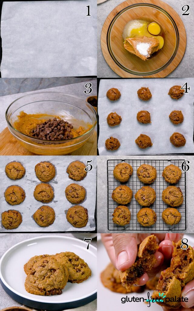 Gluten-Free Peanut Butter Chocolate Chips cookies ingredients.