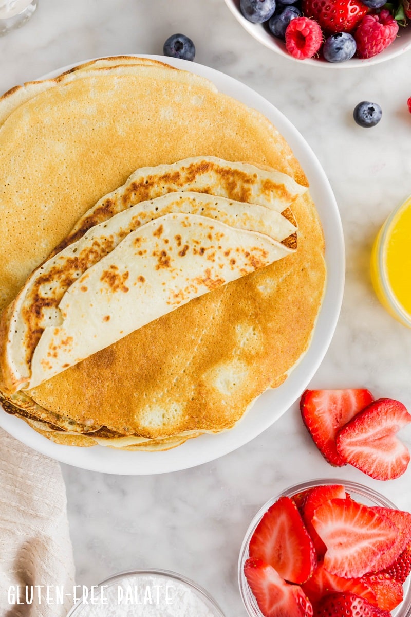 a plate full of gluten-free crepes with no filling
