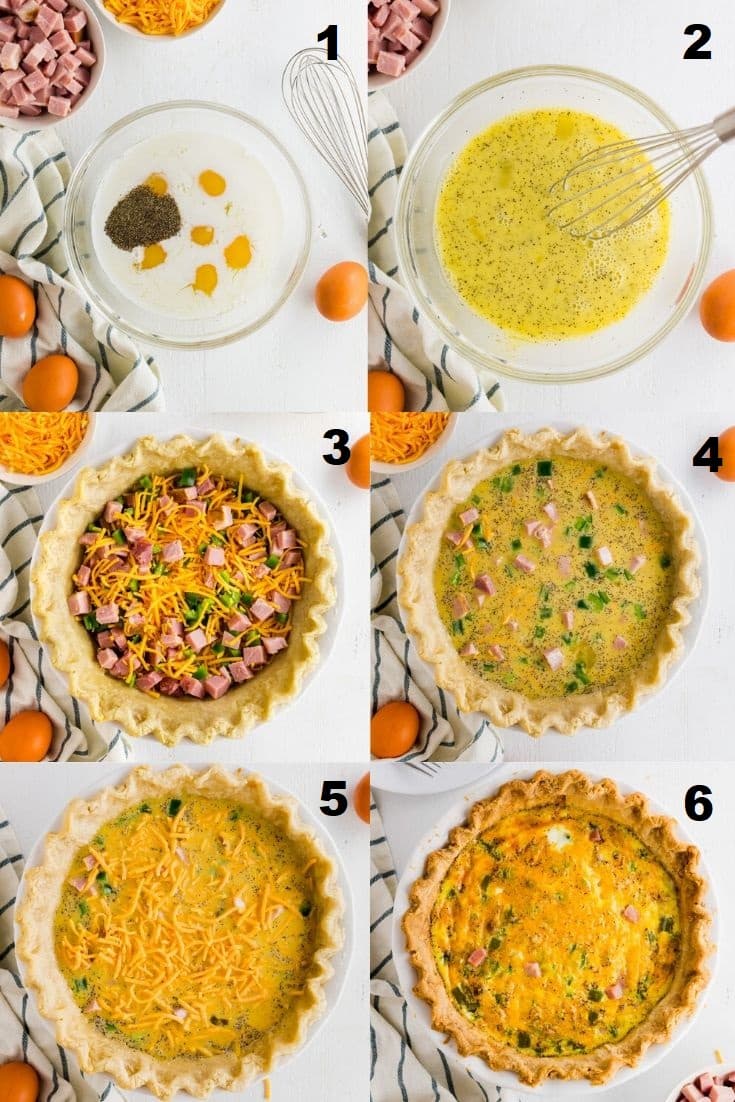 a collage of six photos showing how to make gluten-free quiche