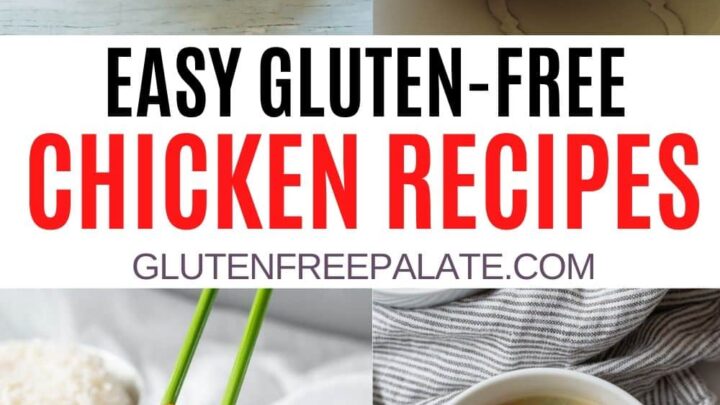 a pinterest pin collage of four photos of gluten-free chicken recipes