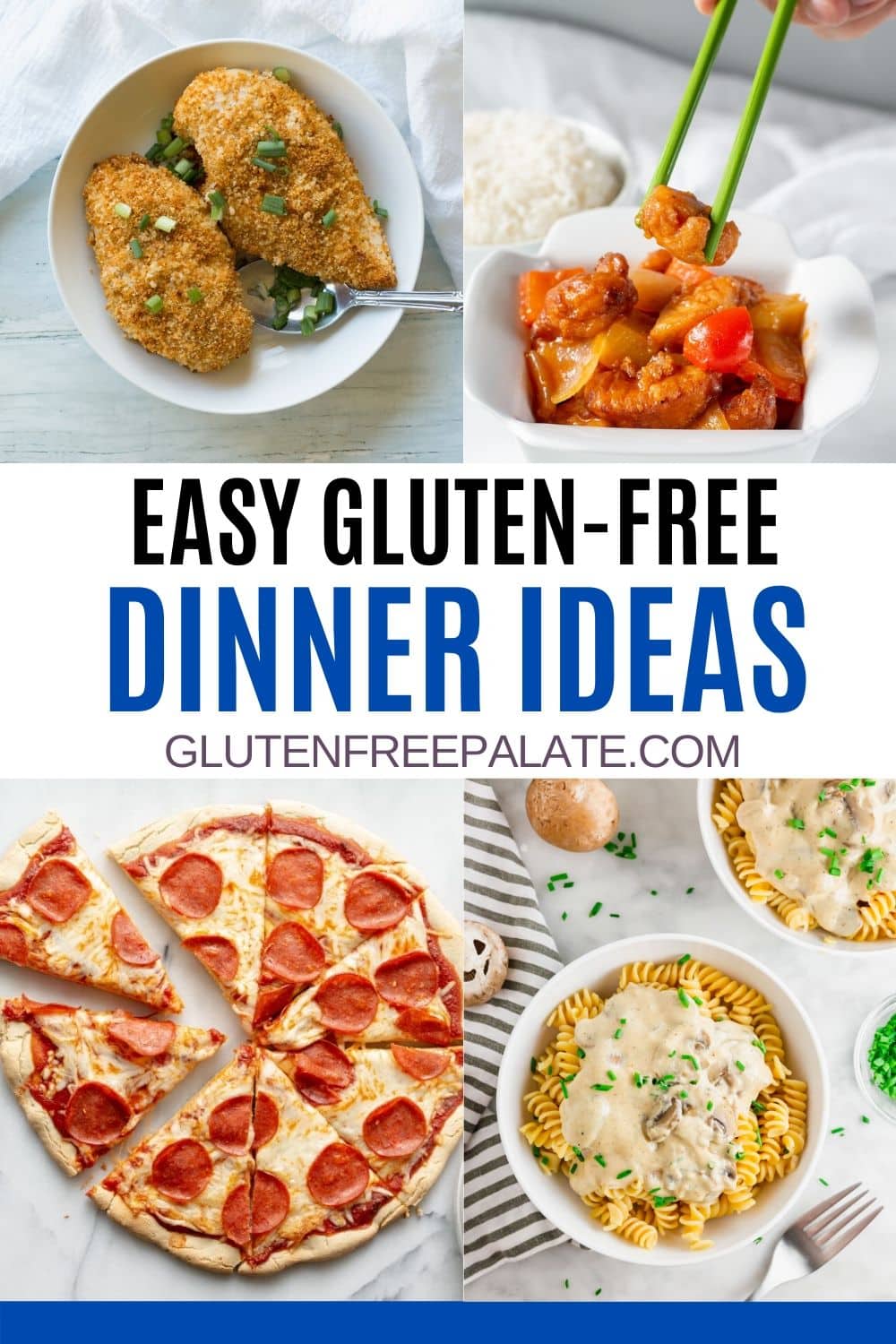 pinterest pin collage with the words gluten free dinner ideas in the center in text
