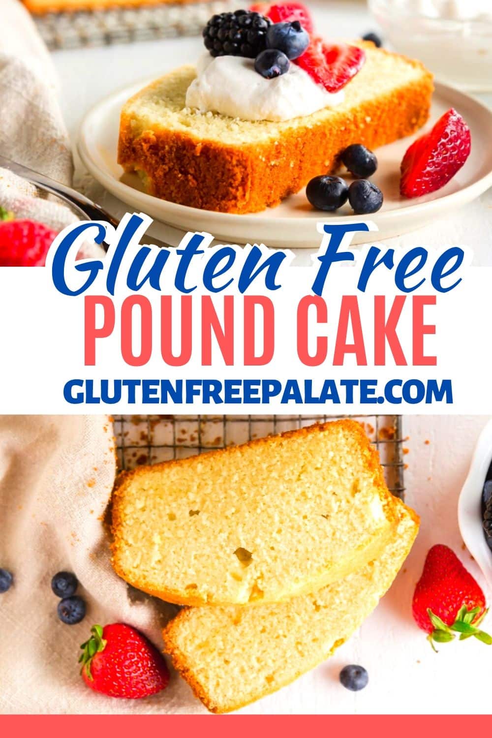 a pinterest pin collage for gluten free pound cake