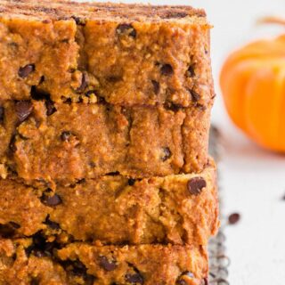 a close up view of the texture of paleo pumpkin bread