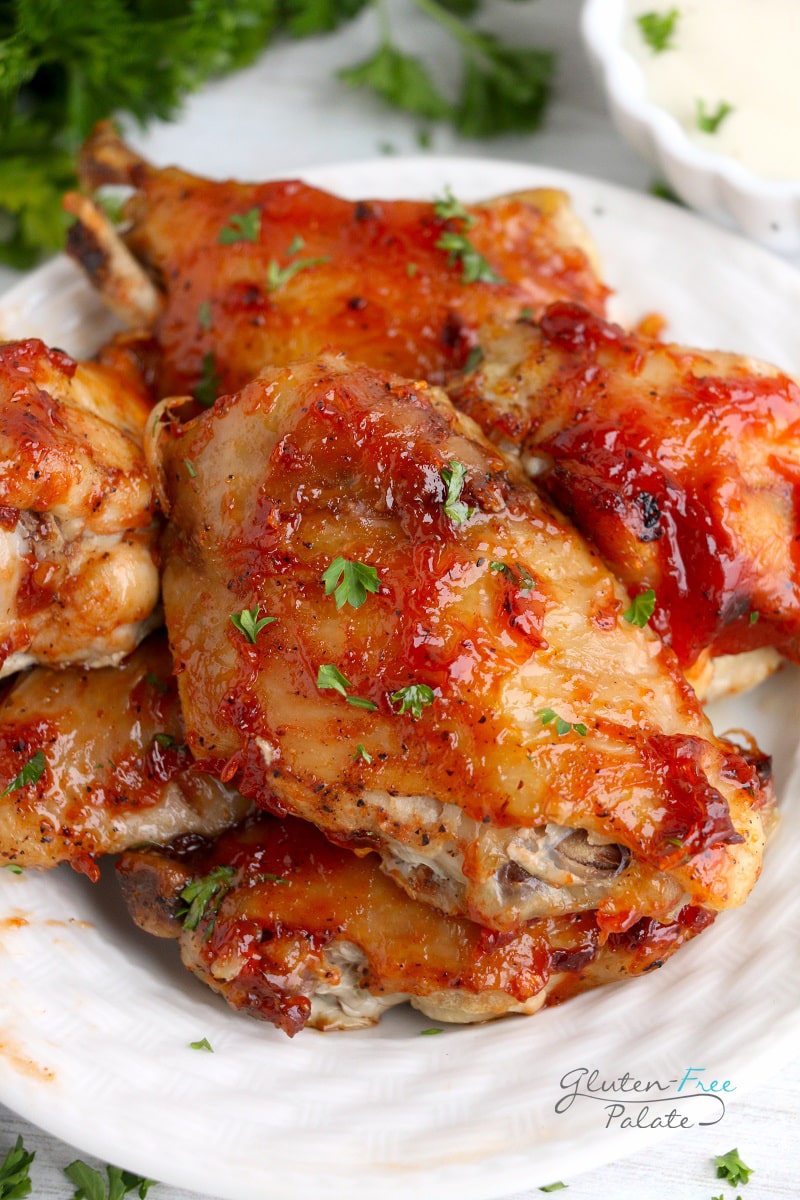 gluten free chicken wings topped with green onion