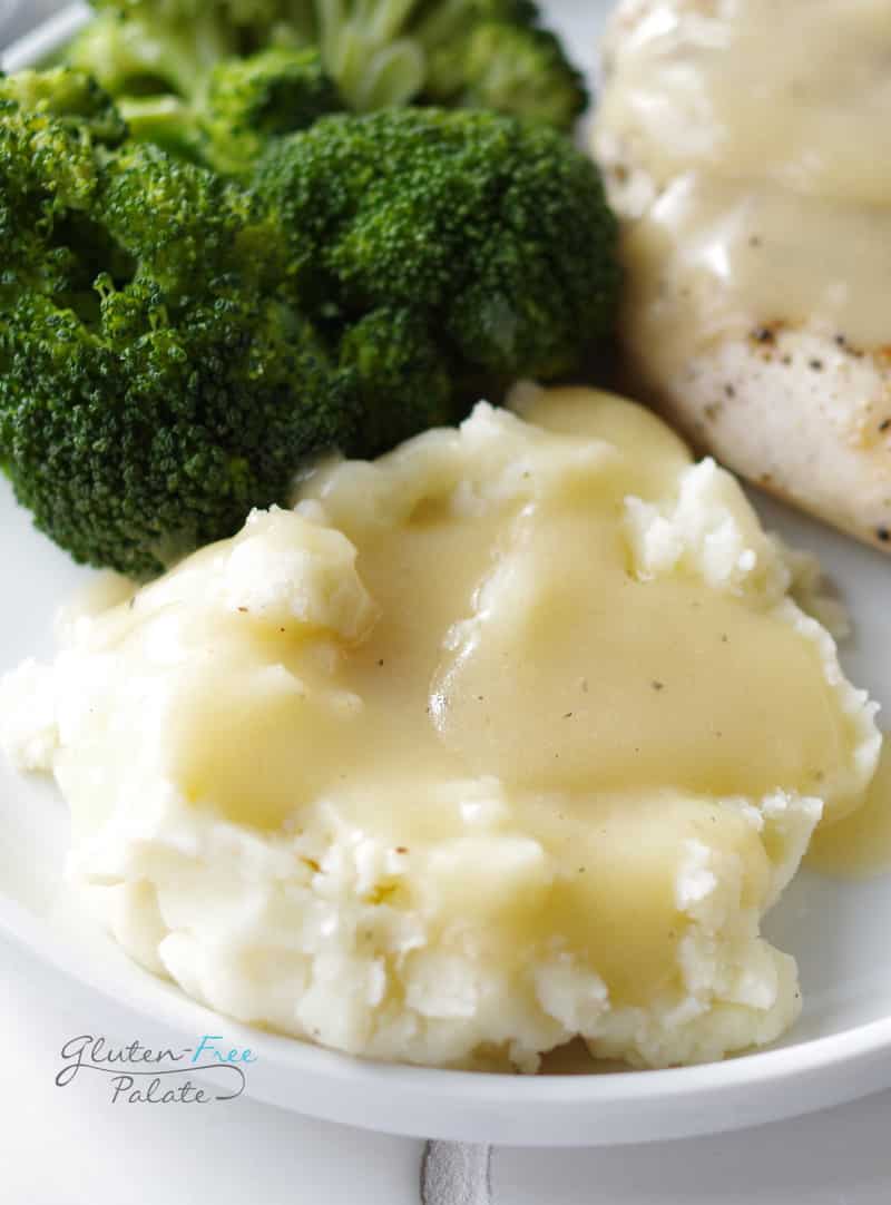 gravy on top of gluten free mashed potatoes