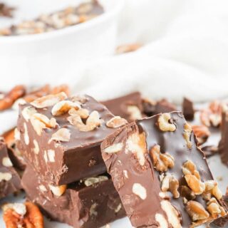 three pieces of nutella fudge