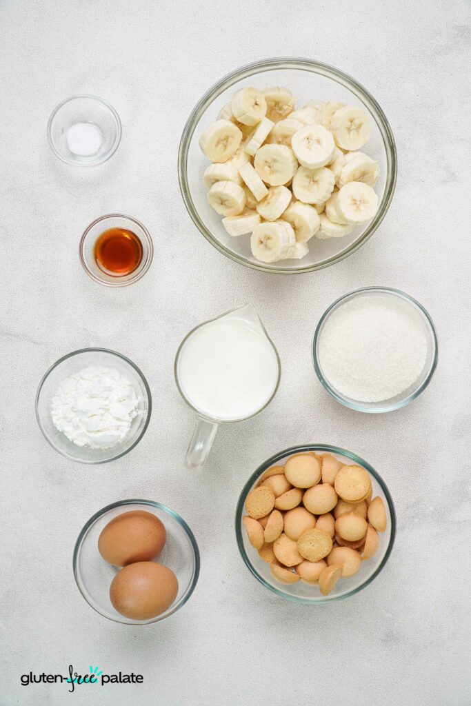 Overhead shot of banana pudding assembly