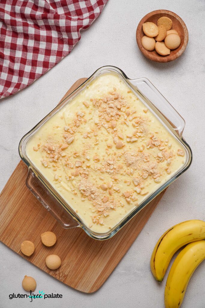 A scoop of banana pudding on a spoon