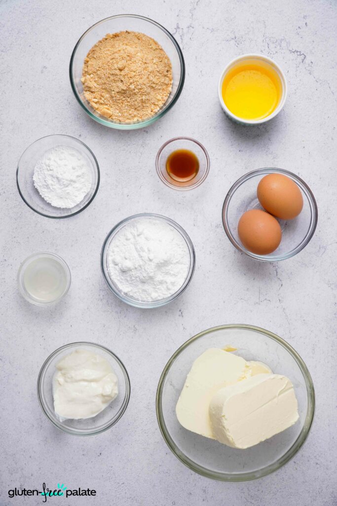 Gluten-Free Cheesecake ingredients.