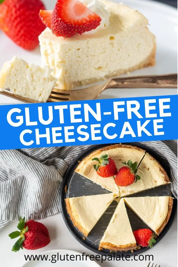 a pinterest pin collage for gluten-free cheesecake