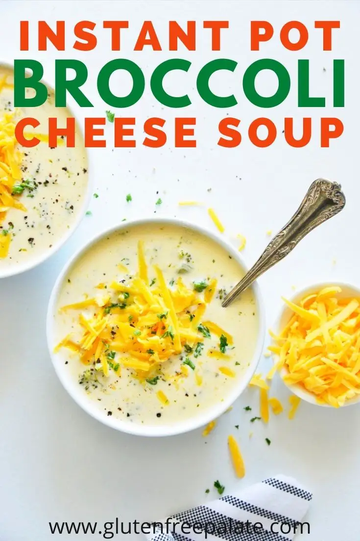 a pinterest pin for broccoli cheddar soup