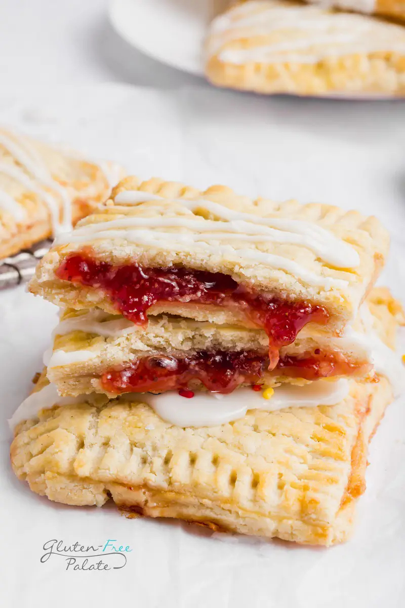 close up of strawberry filling in gluten-free pop tarts