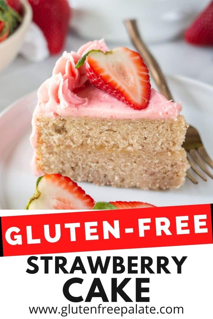 Pinterest pin for gluten-free strawberry cake