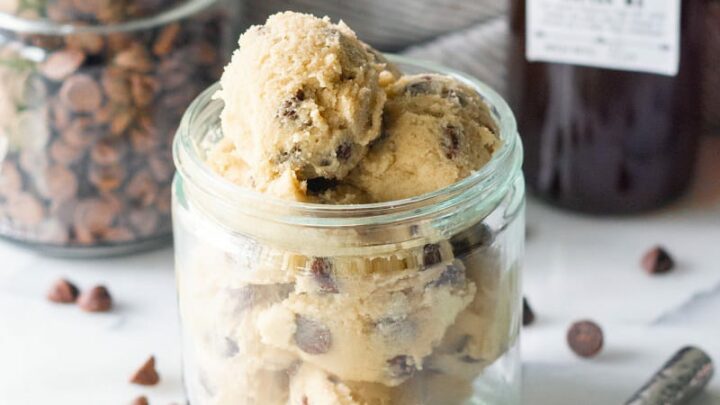 gluten free cookie dough in a clear jar