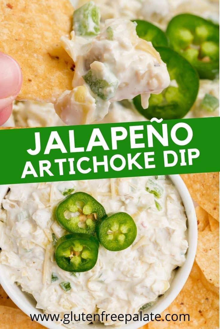 jalapeno artichoke dip photo collage of closeup images with title.