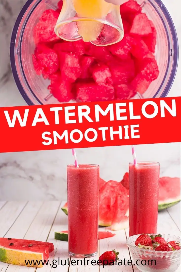 watermelon smoothie pinterest pin using two images