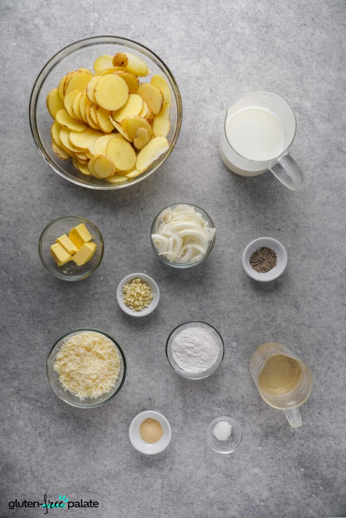 Gluten-Free Scalloped Potatoes ingredients.