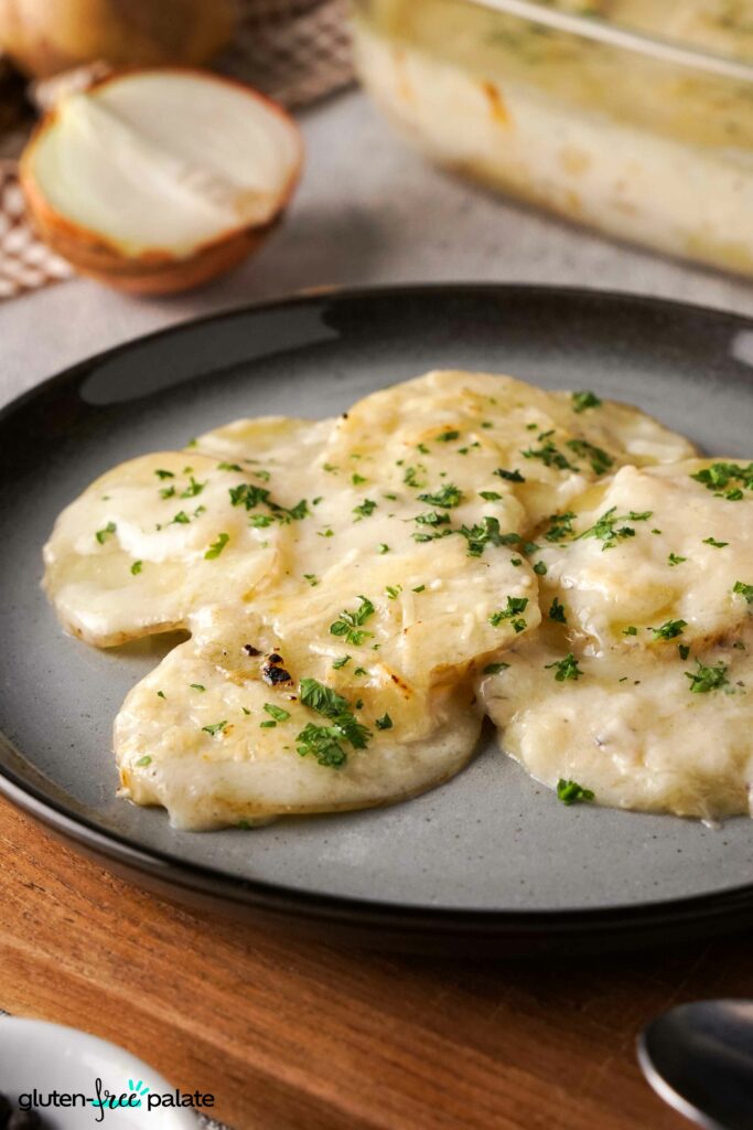 Gluten-Free Scalloped Potatoes in a plate.