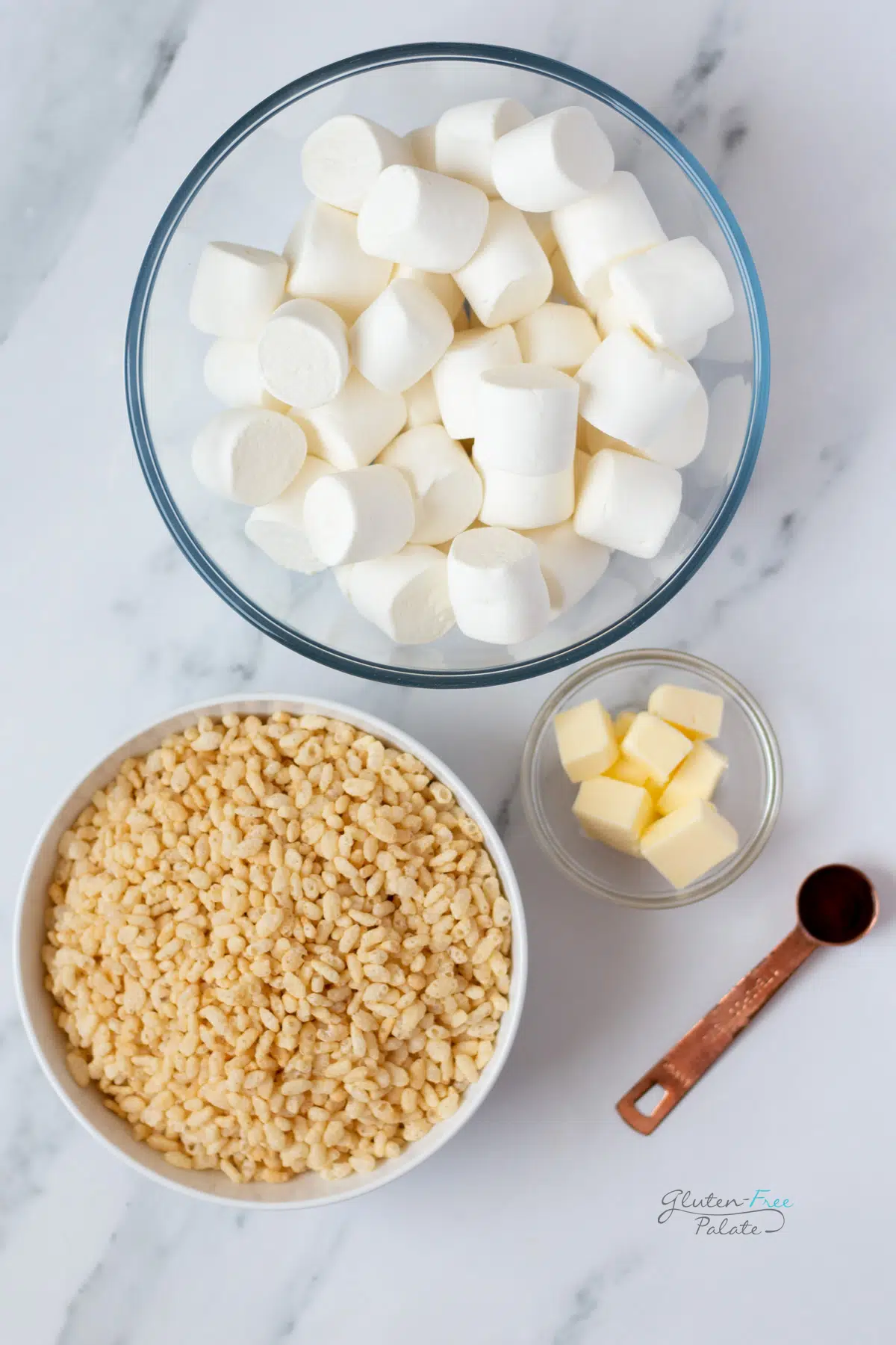 marshmallows, crispy rice cereal, butter and vanilla
