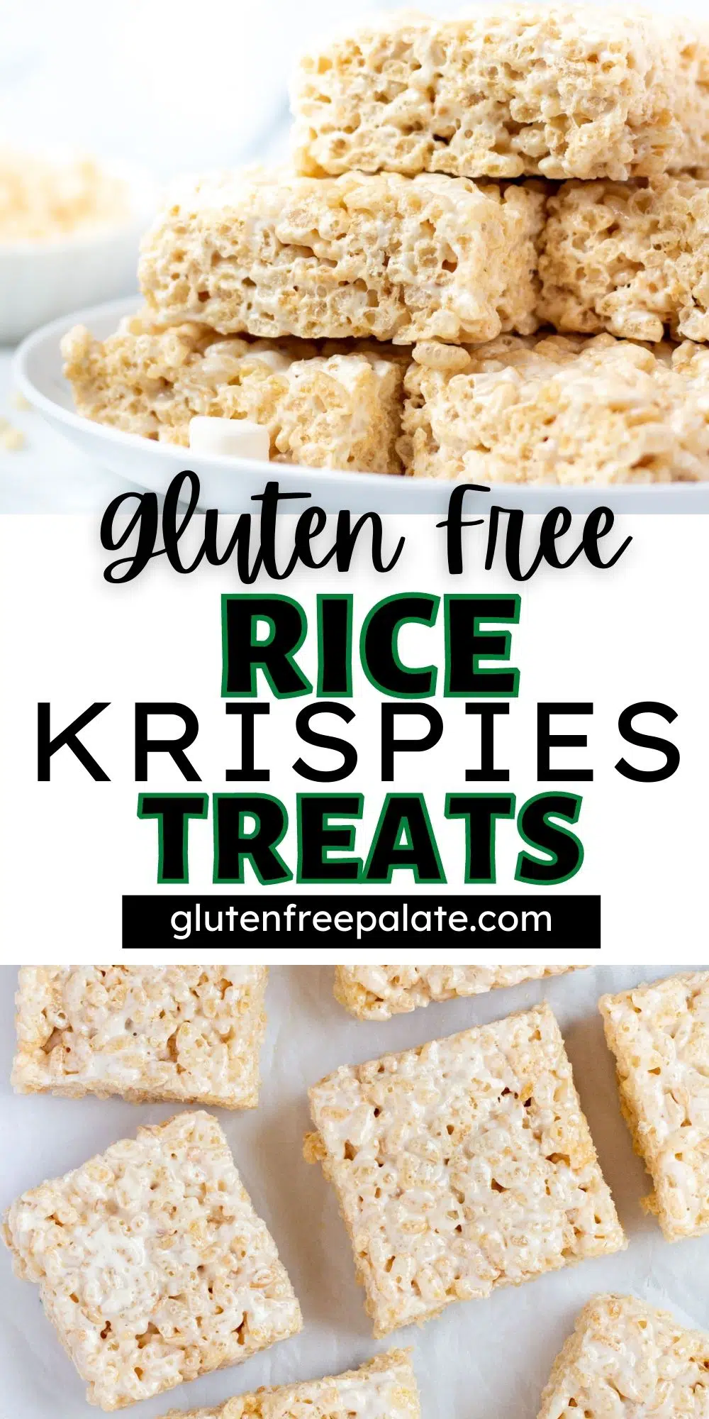 pinterest pin collage for gluten free rice krispies treats