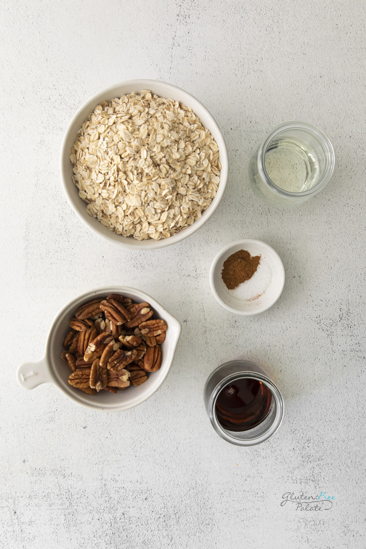 top down view of ingredients in maple granola