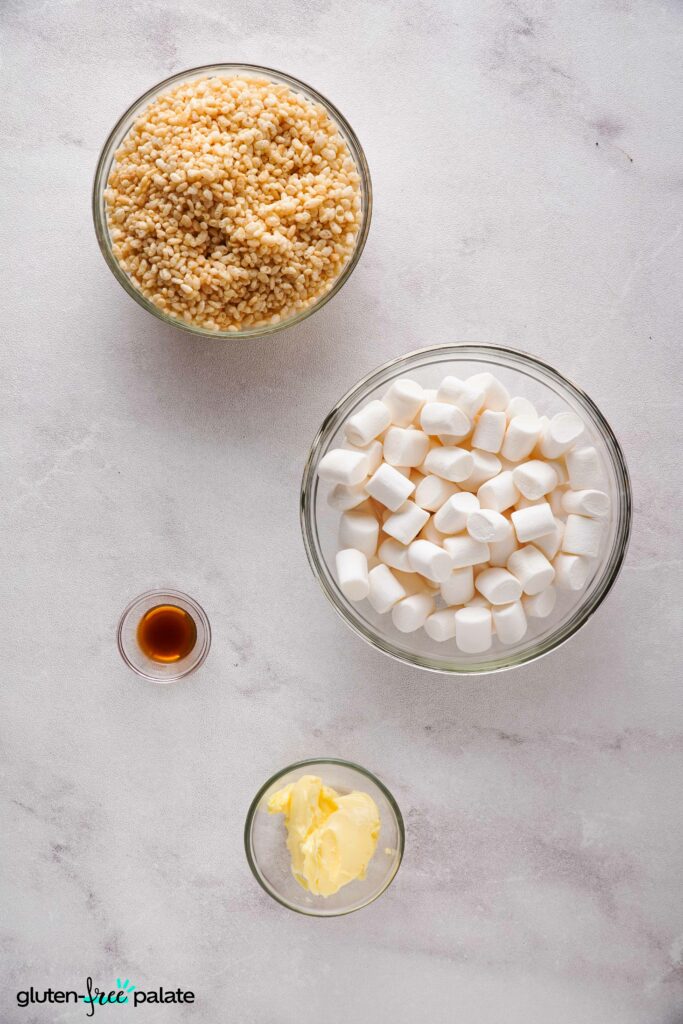 Gluten-free rice krispies treats ingredients.