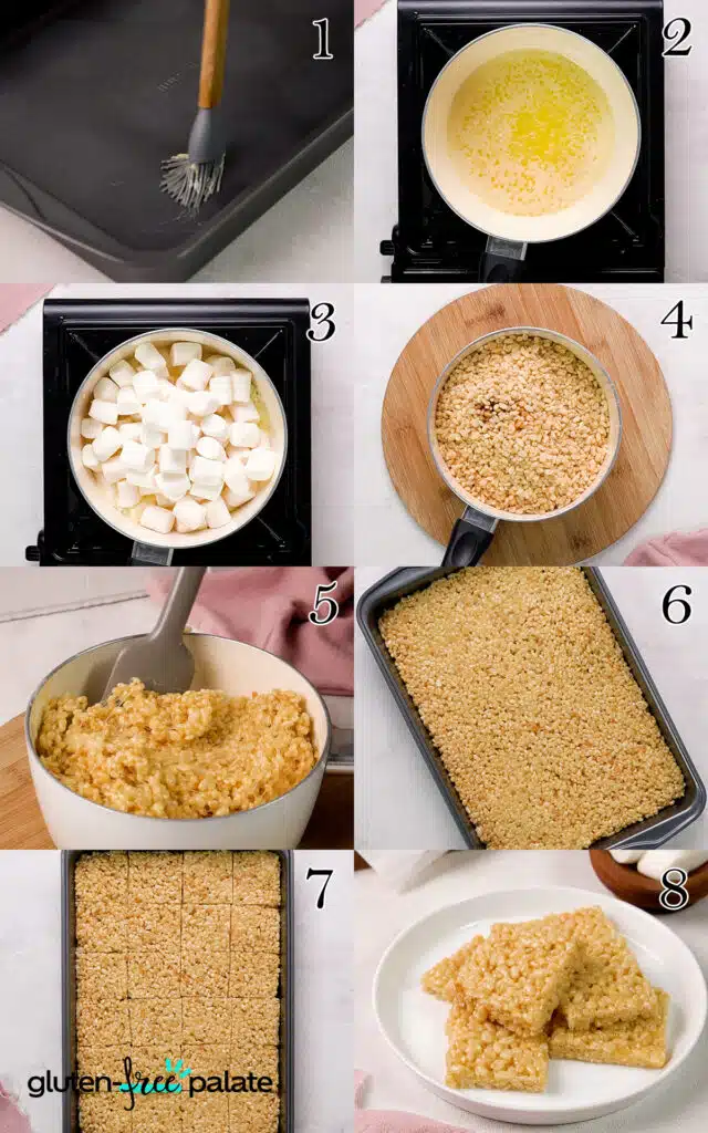 Gluten-free rice krispies treats step by step.